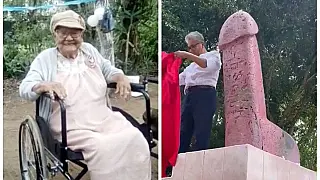 Estátua gigante no formato de pênis é instalada em túmulo de idosa no México