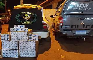 Veículo carregado com cigarros do Paraguai é apreendido
