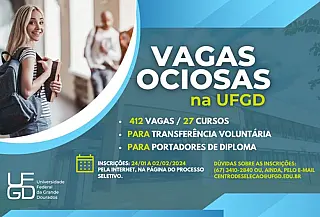 UFGD abre seleção para Transferência a Portadores de Diploma