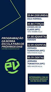 FETEMS divulga programação de aulas para a primeira semana de maio
