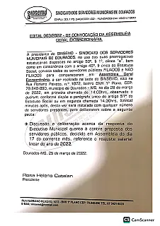 EDITAL 003/2022 - DE CONVOCAÇÃO DA ASSEMBLÉIA GERAL EXTRAORDINÁRIA