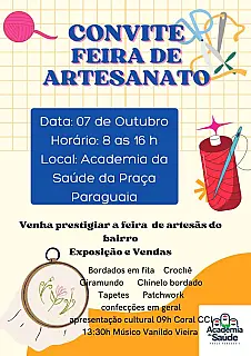 Feira de Artesanato acontece no dia 7 de outubro na praça Paraguaia