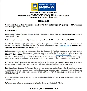 Concurso da Prefeitura de Dourados tem provas anuladas