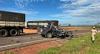 Cinco pessoas morrem em colisão entre caminhonete e caminhão boiadeiro em rodovia