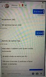 'Bando de ladrão', escreveu traficante sobre desvio de cocaína por policiais