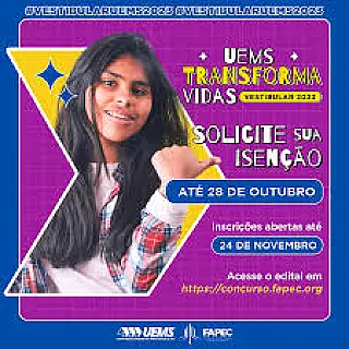 Vestibular UEMS 2025 recebe pedidos de isenção até dia 15