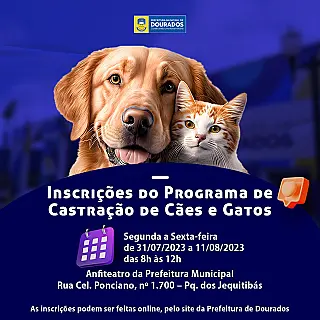 Inscrições para Castração de Cães e Gatos encerram hoje