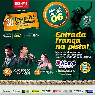 João Bosco & Vinícius e Antoniela Bigatão são as atrações do dia 6 no Rodeio