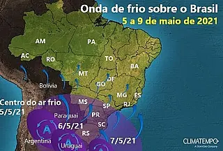 Massa de ar frio passeia sobre o Brasil e derruba temperaturas em MS