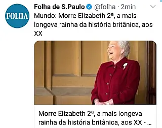 Folha 'mata' rainha Elizabeth