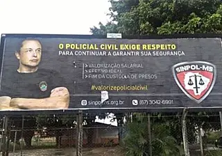 Bilionário vira policial civil em outdoor de MS