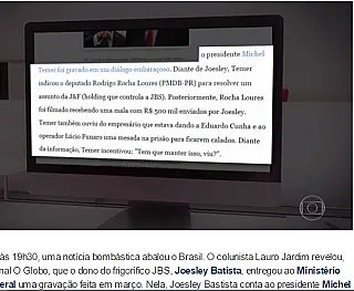 Dono da JBS grava Temer avalizando 'compra do silêncio' de Eduardo Cunha