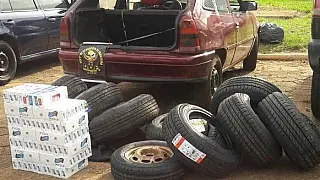 Fiscalização apreende em 24h mais de 230 pneus contrabandeados do Paraguai