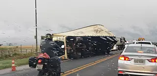 Carreta tomba e galpões são destelhados; ventania de 90 km por hora