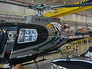 Helicóptero aguarda inauguração de sede própria