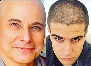 Com câncer, Celulari recebe apoio 'careca' da família