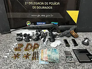 Homem é preso por tráfico de drogas e posse irregular de arma de fogo em Dourados