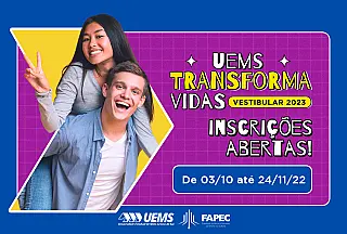 UEMS abre inscrições para o Vestibular 2023; são 1.322 vagas em 64 cursos de graduação