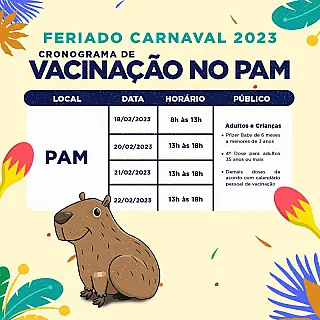 Sala de Vacinação do PAM abre nos dias de Carnaval com imunizantes contra covid