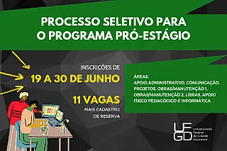 Ufgd abre 11 vagas e cadastro de reserva