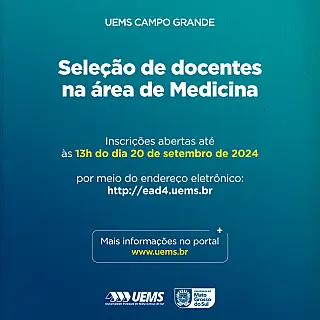 UEMS abre inscrições para seleção de docentes na área